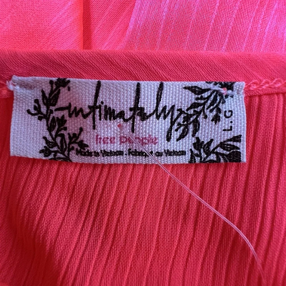 NEW! Intimately Free People Hang On Halter Neon Pink Slip‎ Dress Large Sexy $50